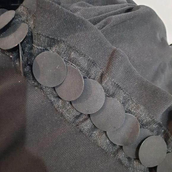 𝅺VIVIENNE Tam Dress size Small Black Mesh Mini Long Sleeve Ruffle Pockets - Picture 8 of 8